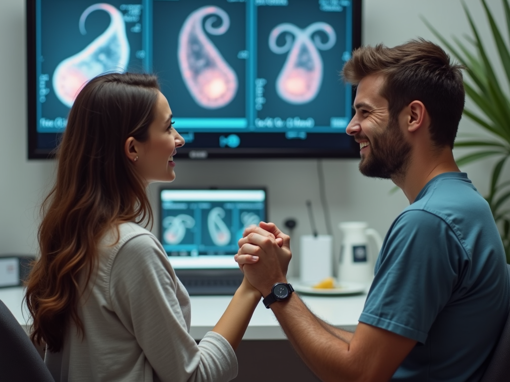 Couple reviewing embryo freezing results