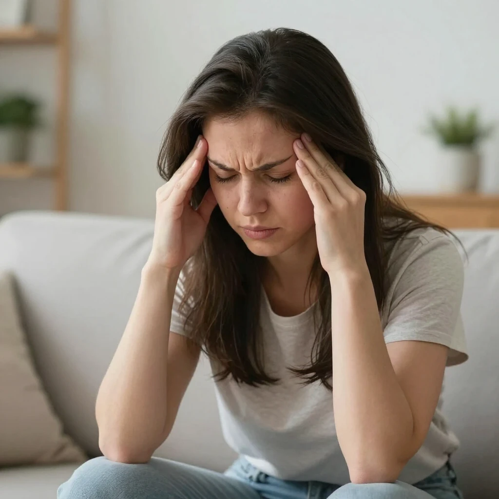 Woman experiencing a headache, a common side effect of clomiphene