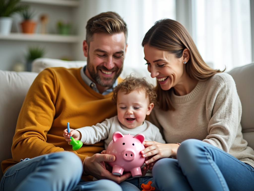 Family saving money together