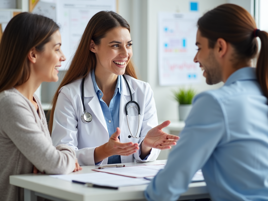 Doctor explaining treatment options to couple