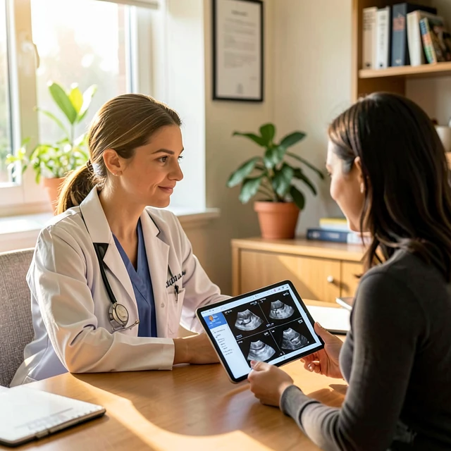 Woman discussing egg freezing options with her fertility specialist