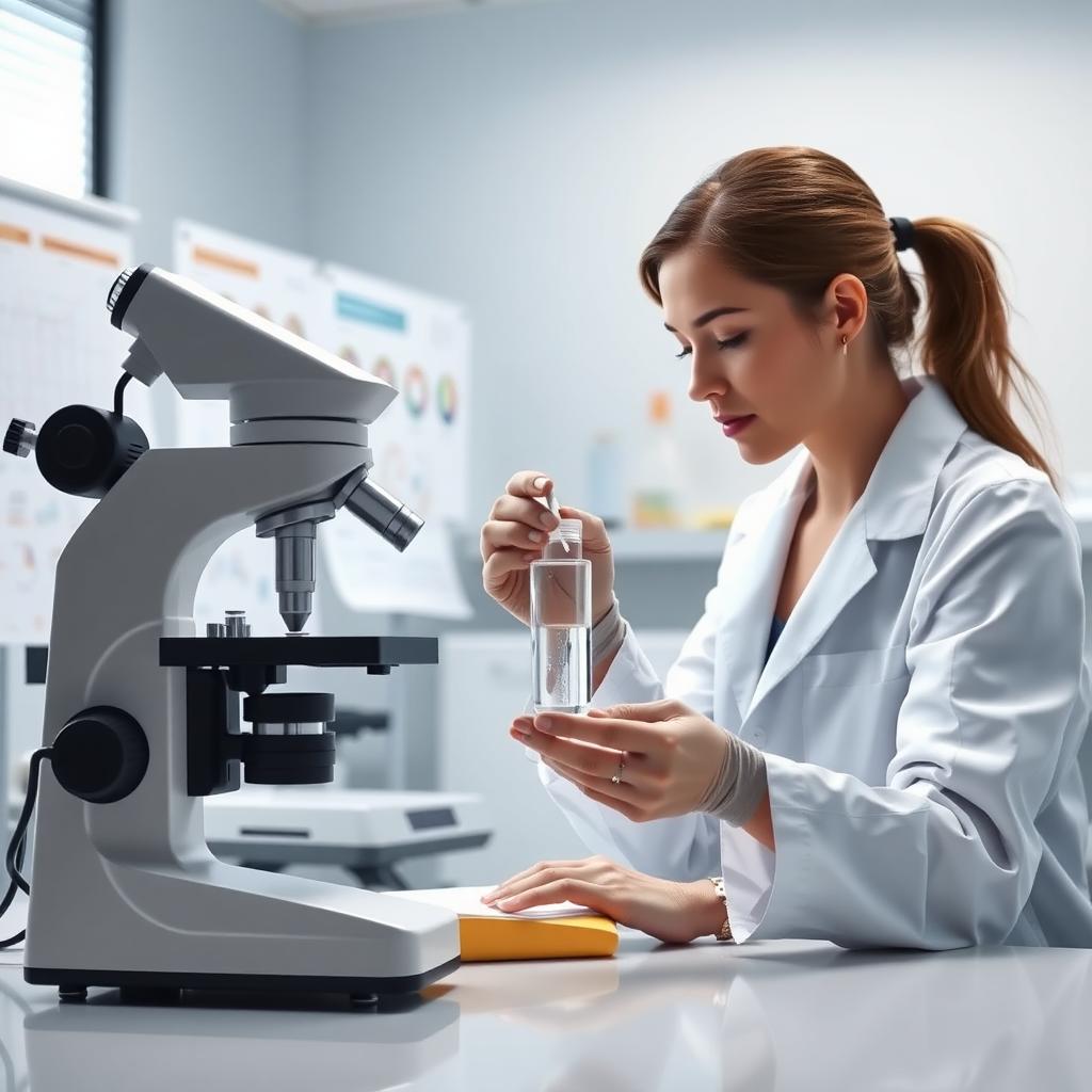 A scientist analyzing fertility drugs in a modern laboratory.