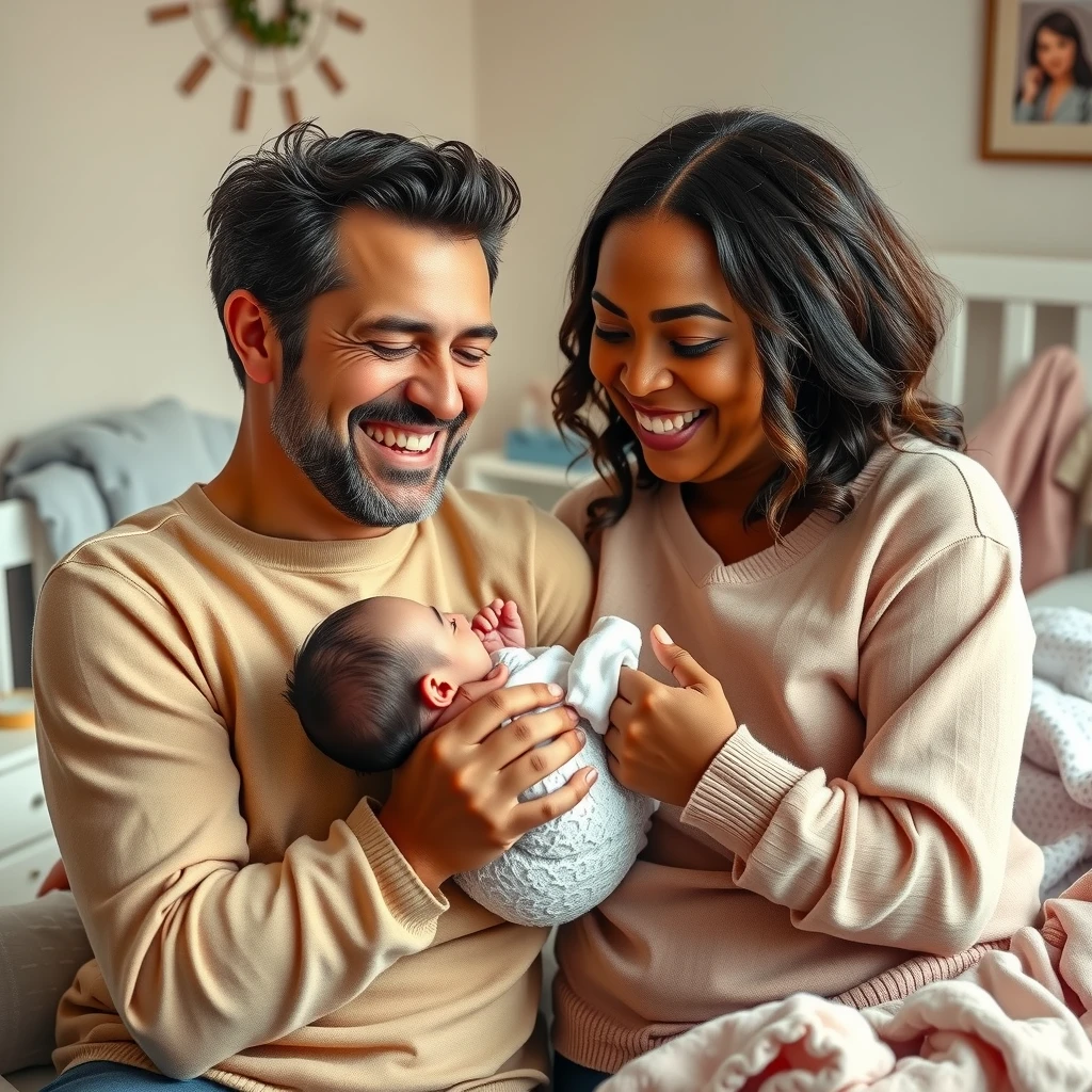 Couple embracing their newborn after successful IVF