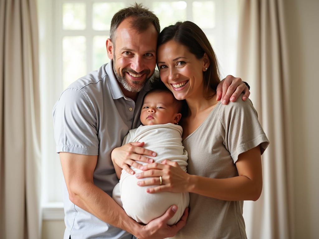 Family with newborn baby