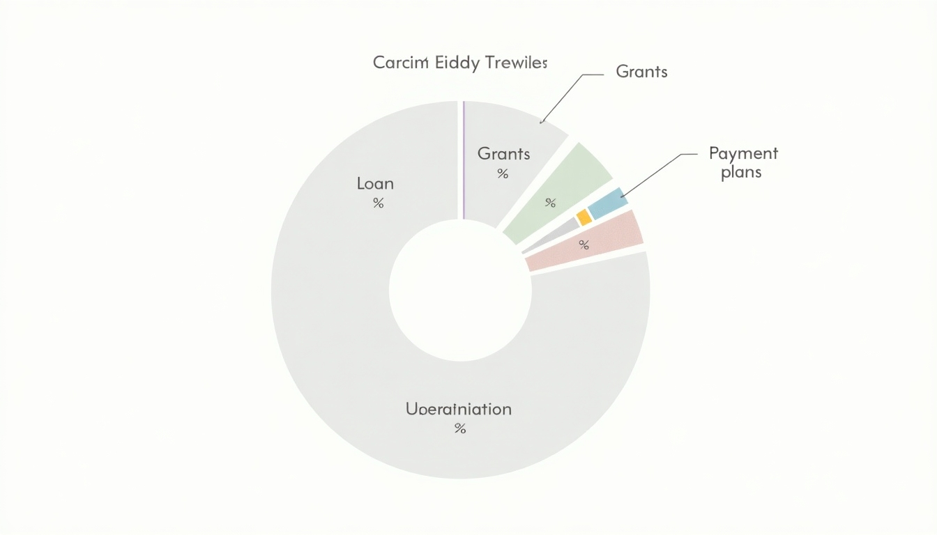 A pie chart displaying different fertility financing options like loans, grants, and payment plans.