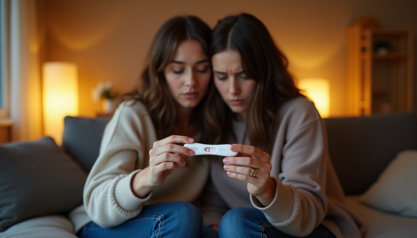 Couple awaiting pregnancy test results