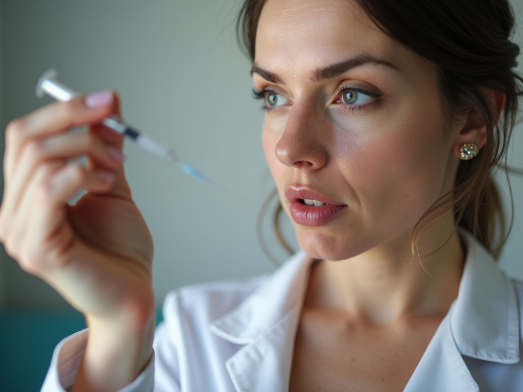 Woman administering fertility injection
