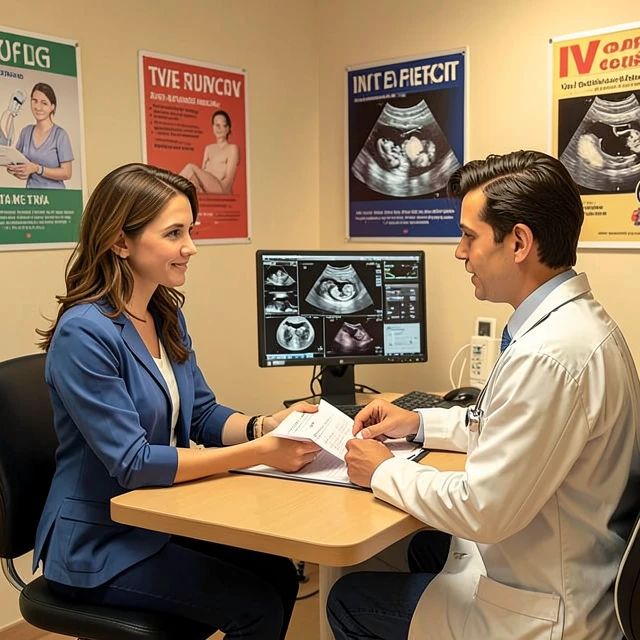 Couple consulting with fertility specialist about IVF process