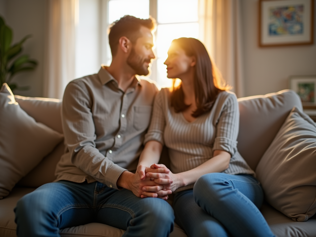 Couple supporting each other through IVF challenges.