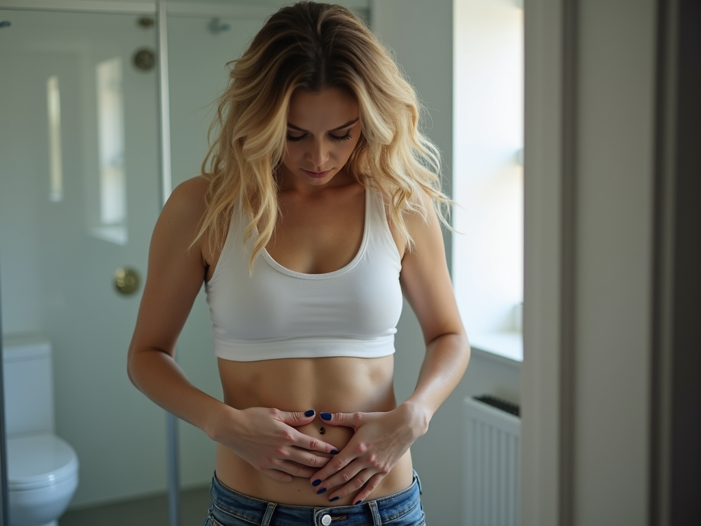 Woman administering IVF medication