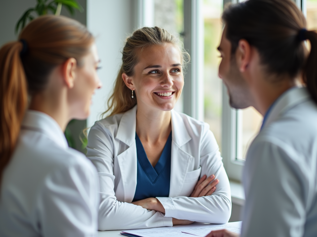 A woman discussing IVM with her fertility specialist.