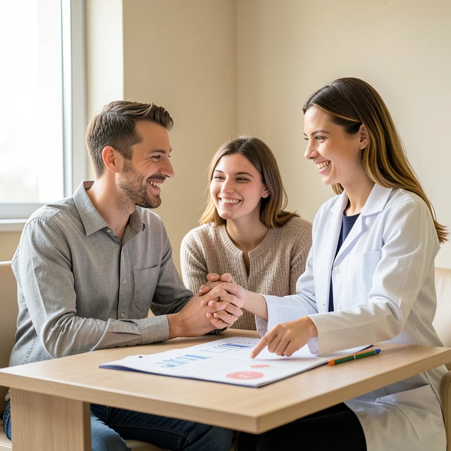 Young couple consulting a fertility doctor with hope and connection