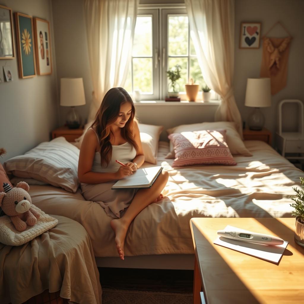 Woman journaling during the two-week wait after IVF embryo transfer