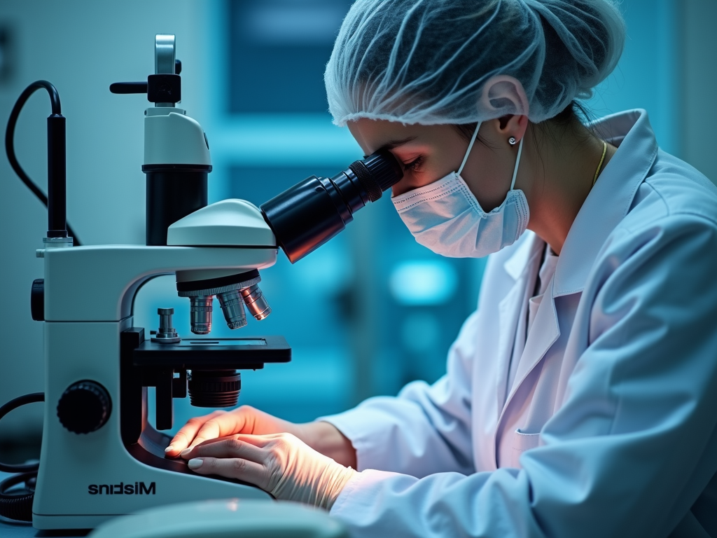 Fertility specialist conducting ICSI procedure.