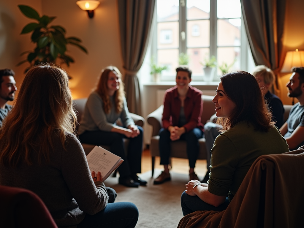 Support group meeting for infertility patients.