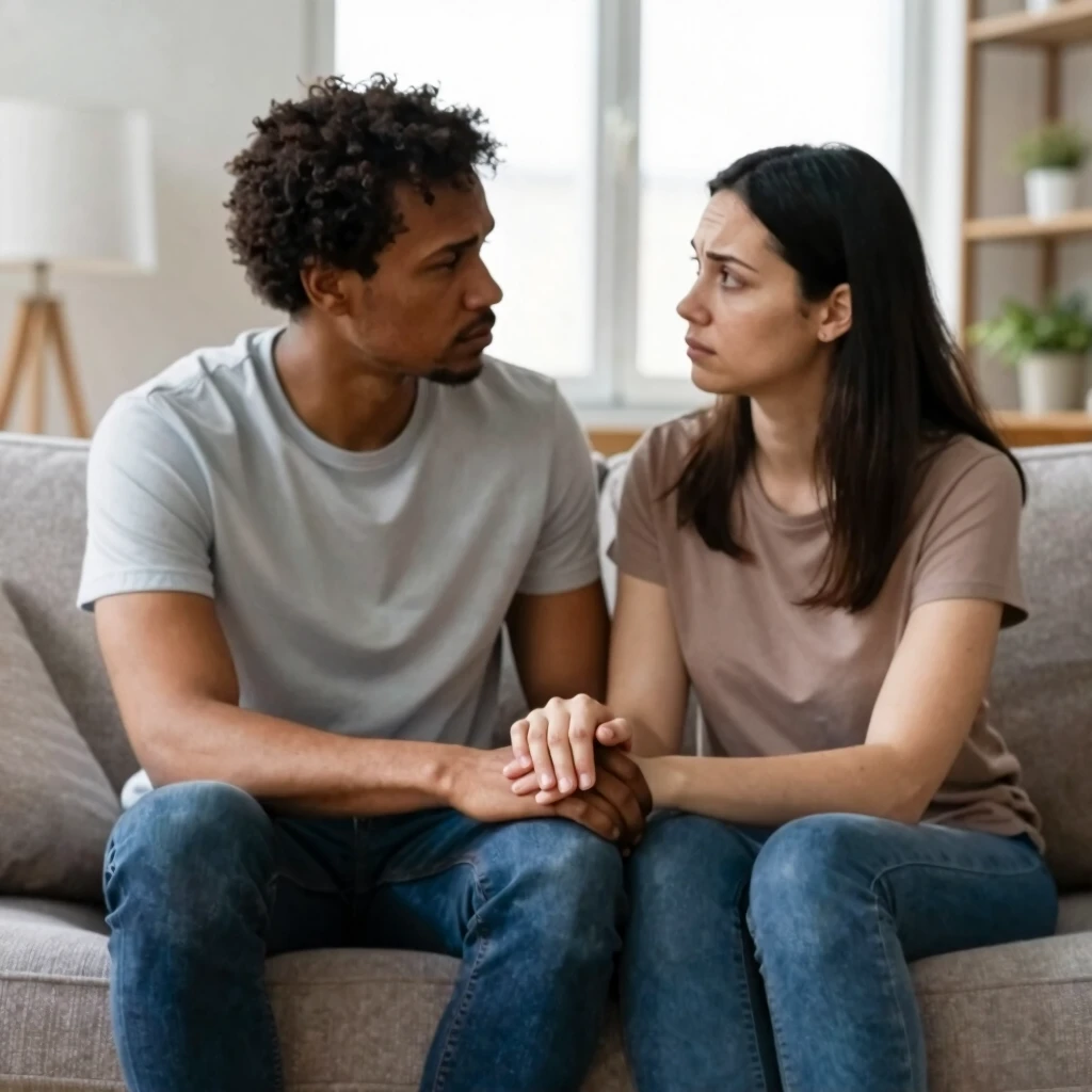 Couple supporting each other through infertility challenges