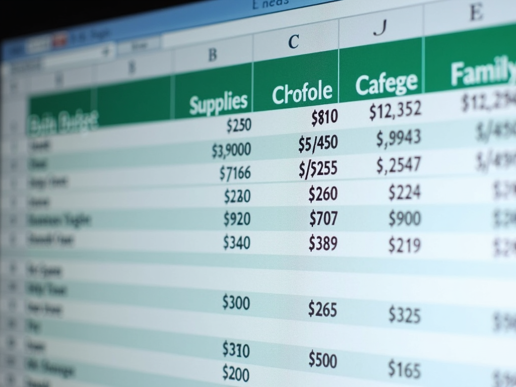 Family budget spreadsheet