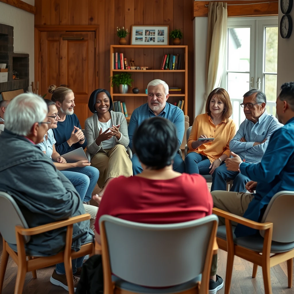 A diverse infertility support group circle sharing emotions and providing mutual understanding