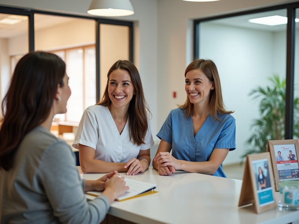 A welcoming fertility clinic reception area.