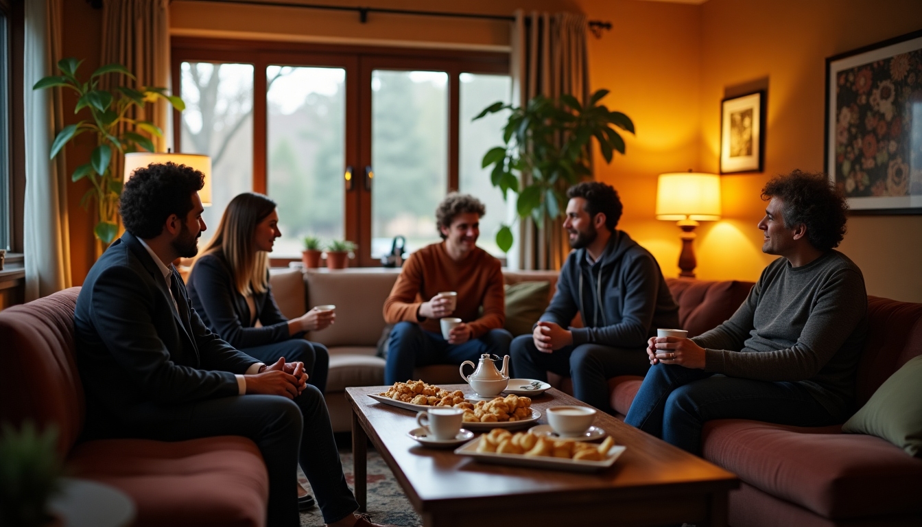 A support group meeting in a cozy room, highlighting community support for infertility.