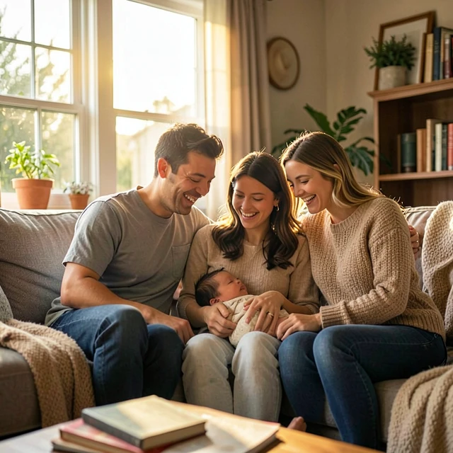 Family celebrating success after overcoming infertility