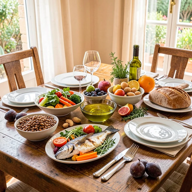 Mediterranean diet table full of fertility-friendly whole foods