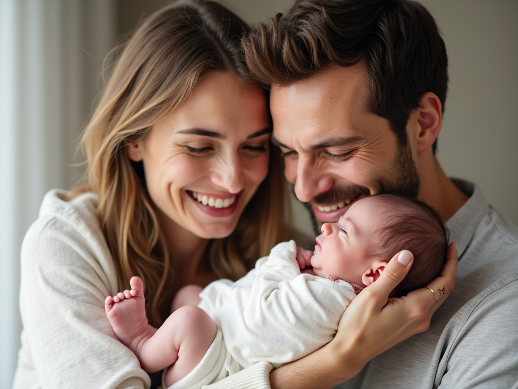 Couple celebrating the birth of their child after successful fertility treatment