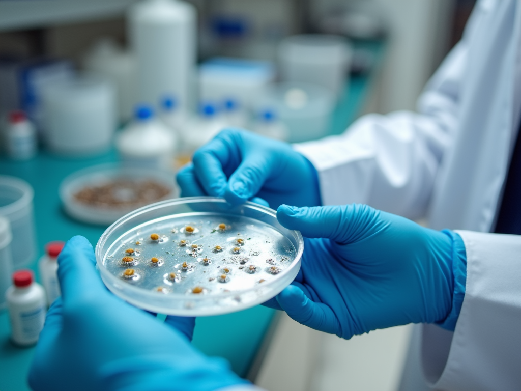 Scientist handling embryos in a laboratory