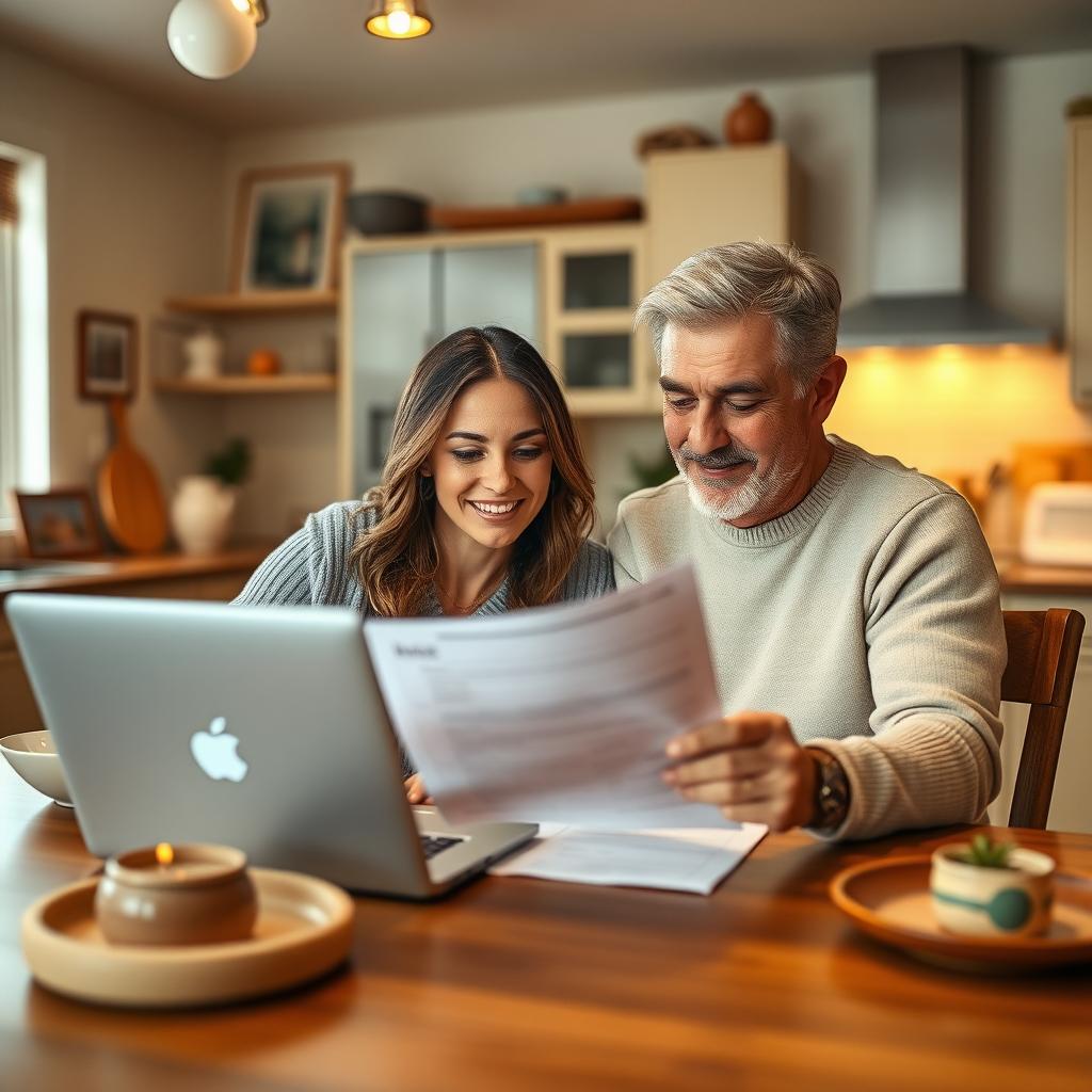 A couple reviewing fertility preservation paperwork at home.