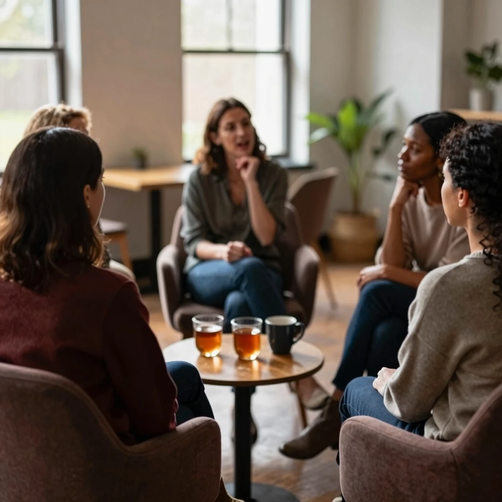 Women sharing experiences in an emotional support group for fertility preservation