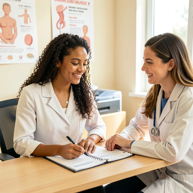 Woman consulting a doctor about PCOS symptoms and fertility management