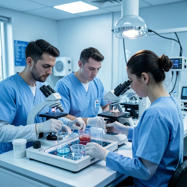 Inside a modern fertility laboratory during IVF process