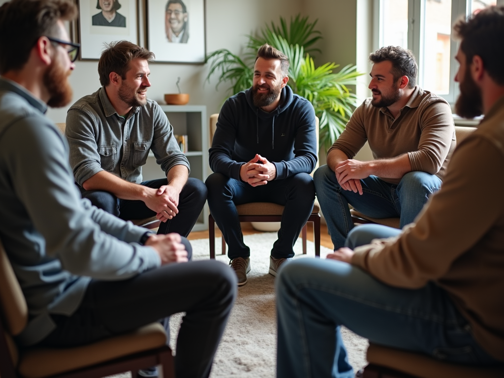 Men participating in a fertility support group