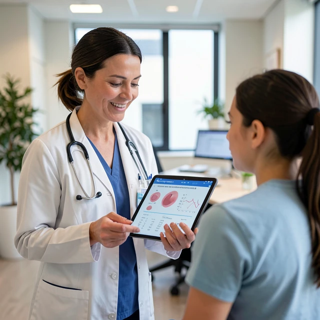 Doctor discussing fertility preservation with patient in clinic