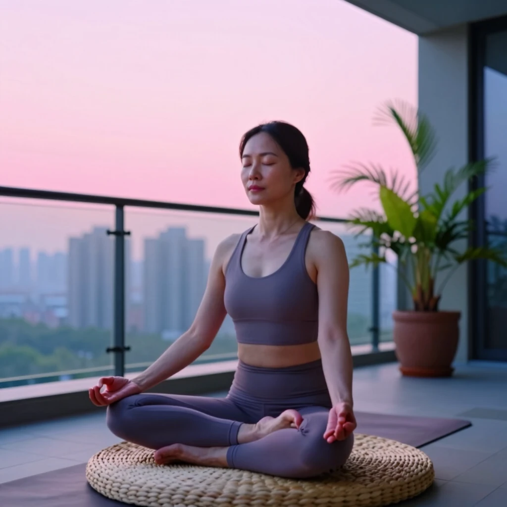 Woman practicing yoga meditation to manage stress and support fertility