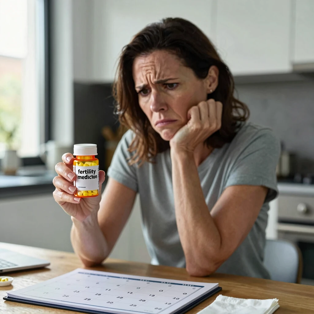 Woman considering side effects of fertility drugs at home