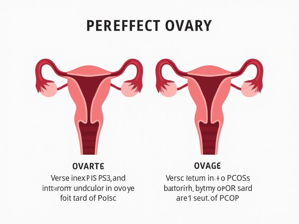 Comparison of a healthy ovary and a PCOS-affected ovary