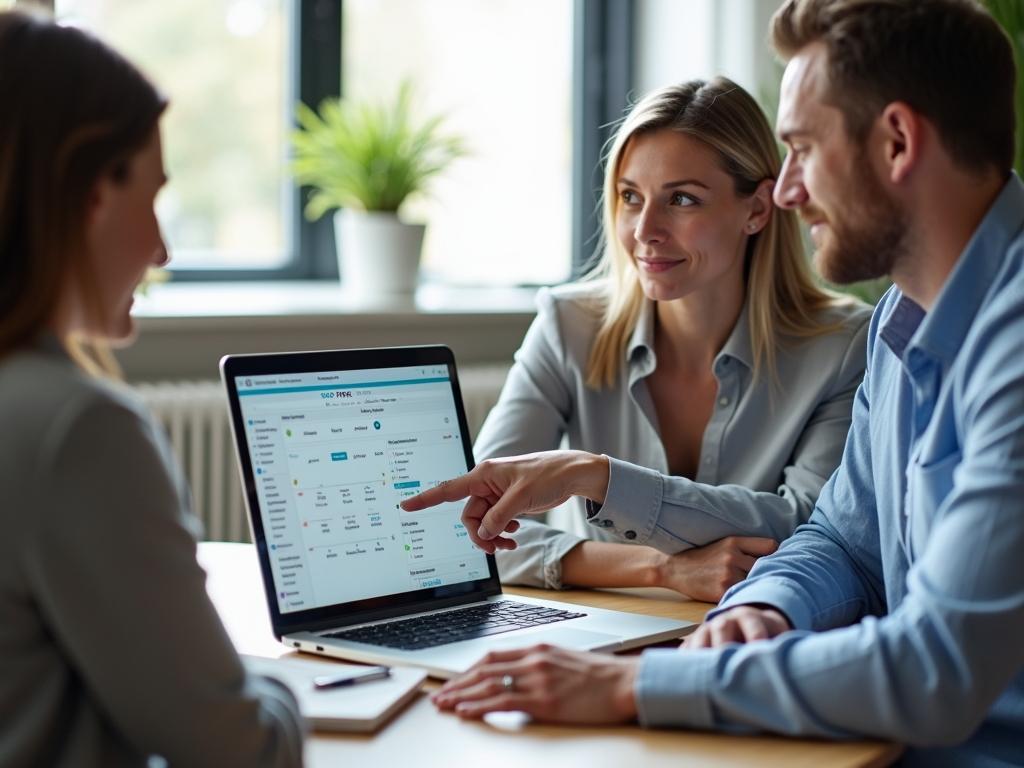 Couple discussing IVF costs with advisor