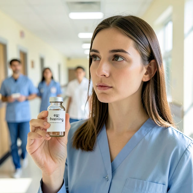 Woman holding fertility preservation vial