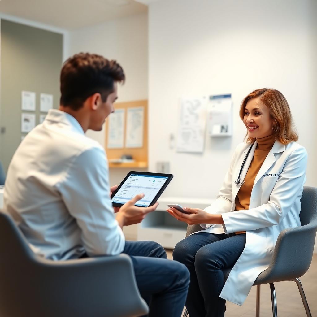 Doctor discussing genetic testing results with a couple in a fertility clinic