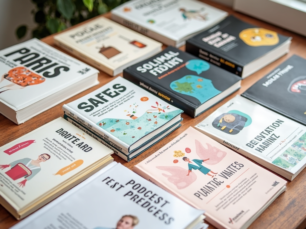 A collection of books and resources on PCOS management, illustrating knowledge and education.