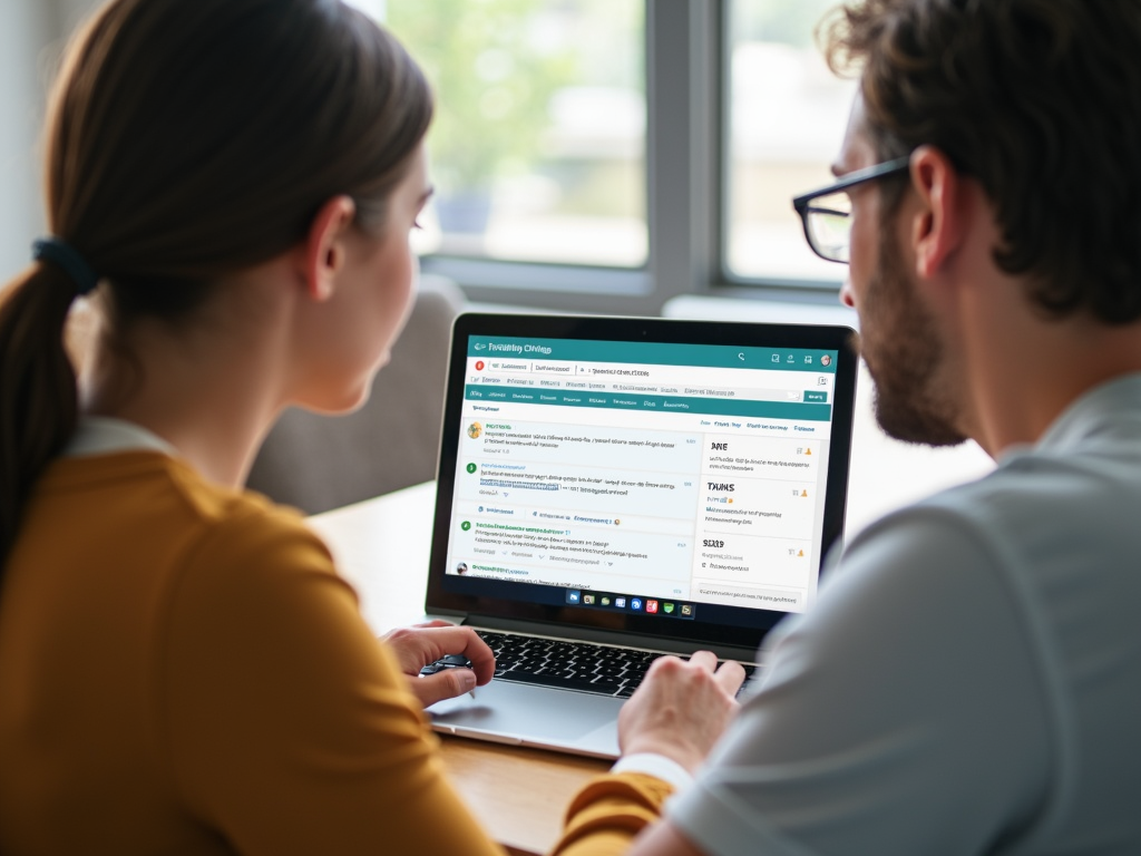 Couple researching fertility clinics