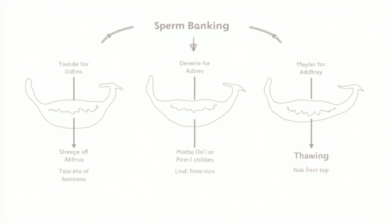 A diagram illustrating the step-by-step process of sperm banking from collection to storage.