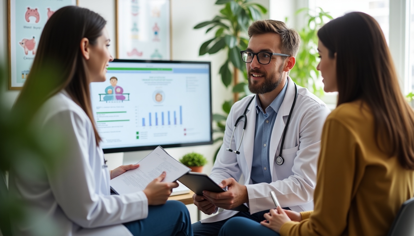 Consultation with a fertility specialist in a medical office, discussing options