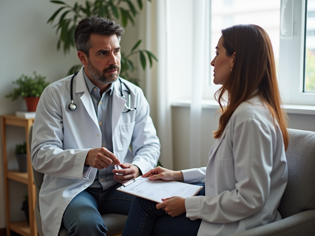 Doctor and patient discussing medication
