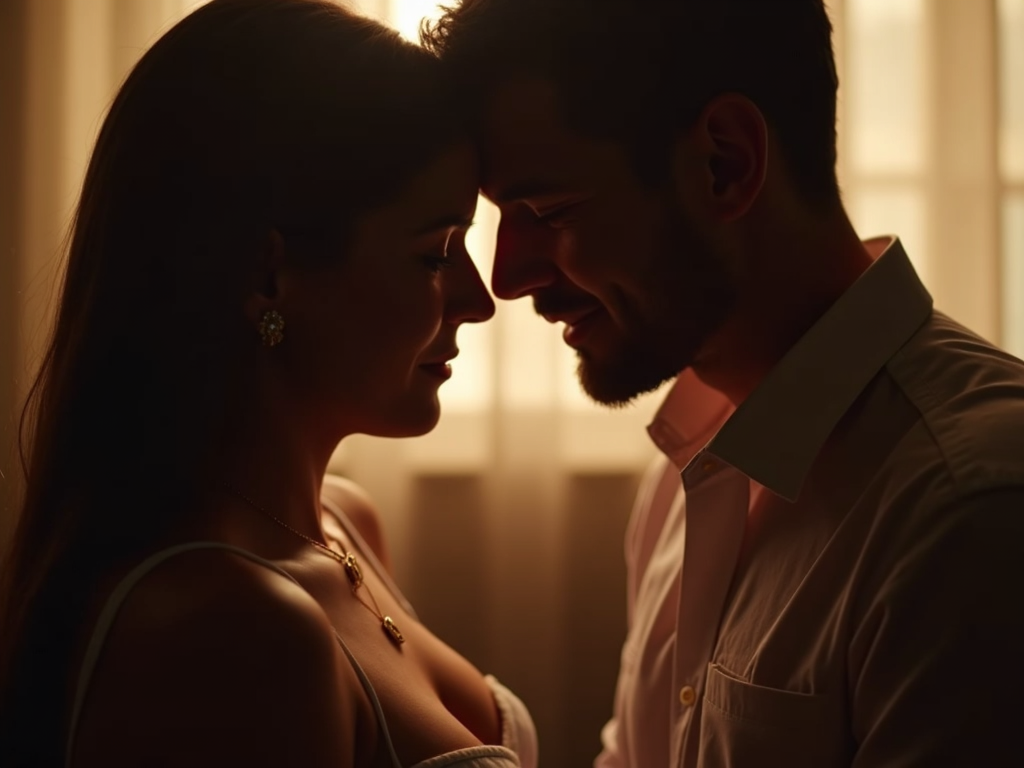 An emotional scene of a couple holding each other, looking concerned about their infertility journey.