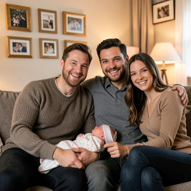 Happy family after successful fertility treatment