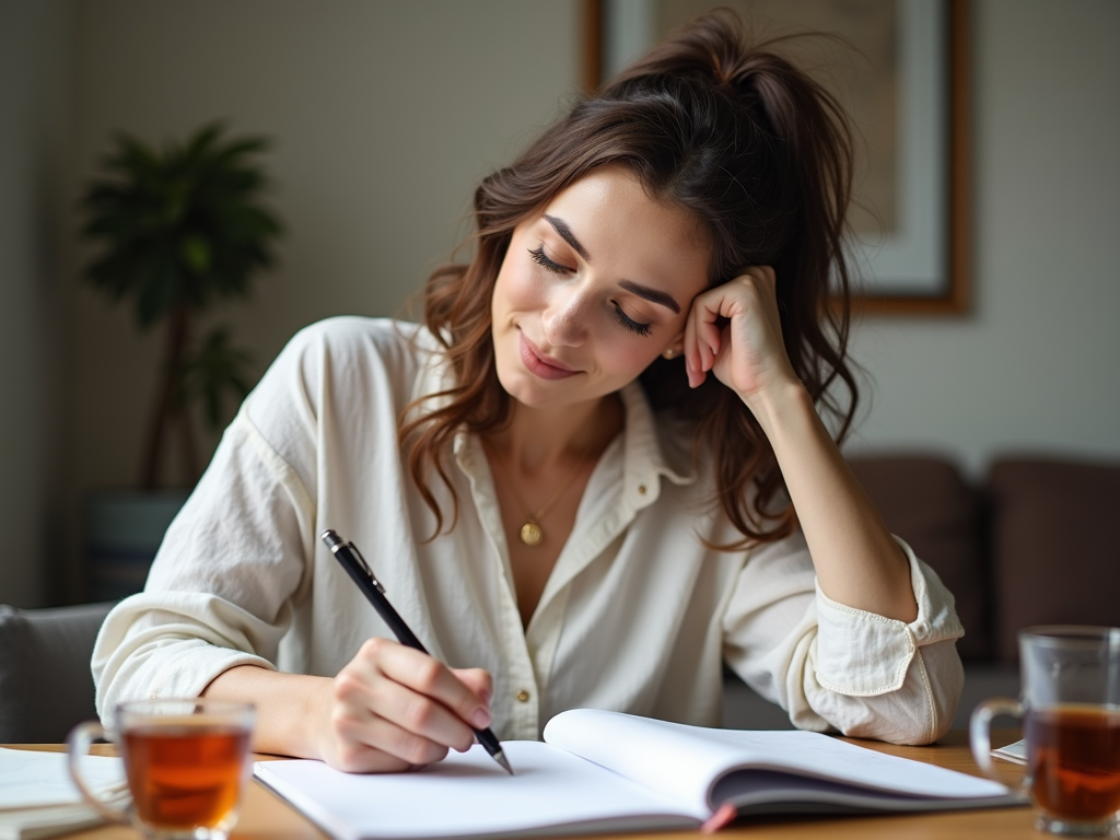Woman journaling about IVF journey