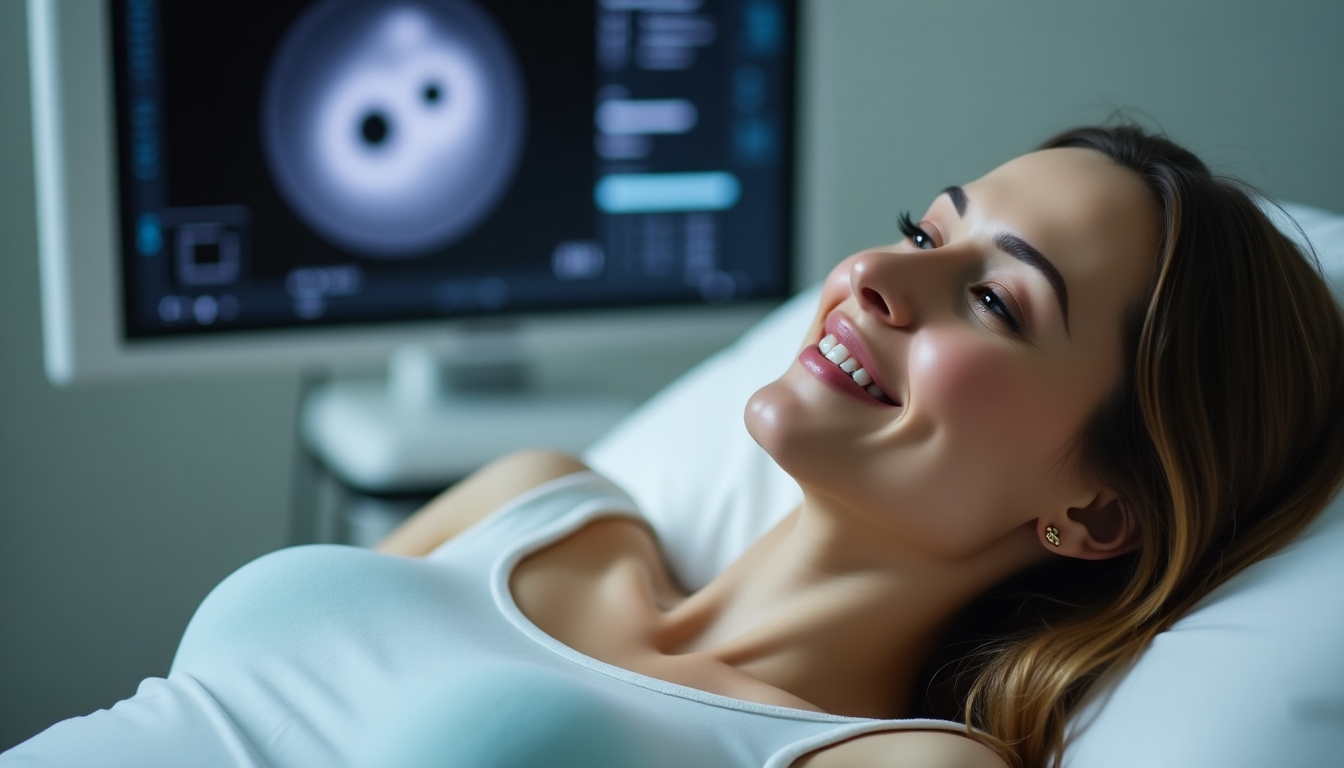 Woman receiving ultrasound during IVF