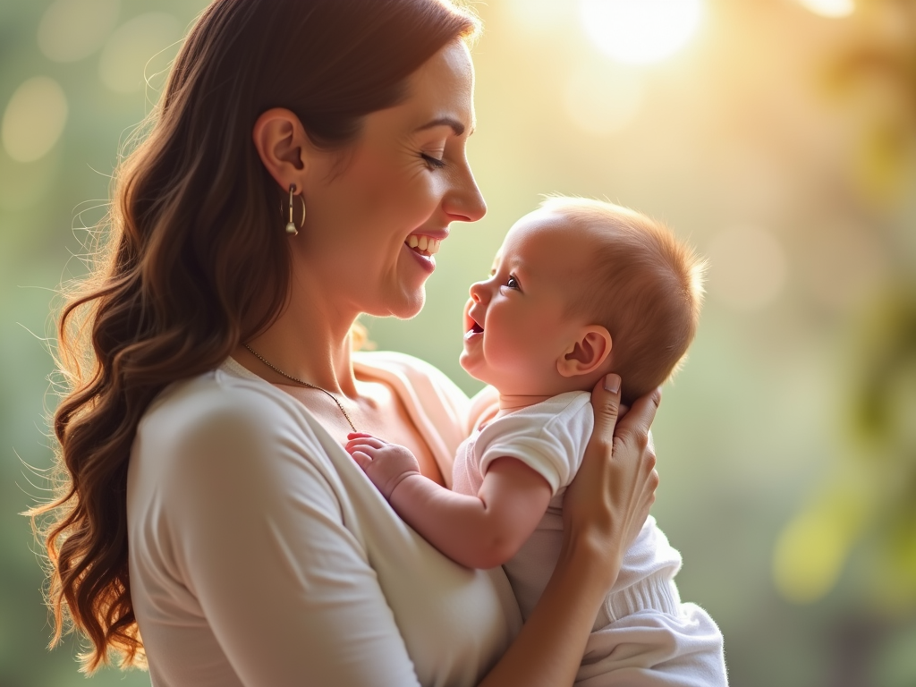 Cancer survivor with baby